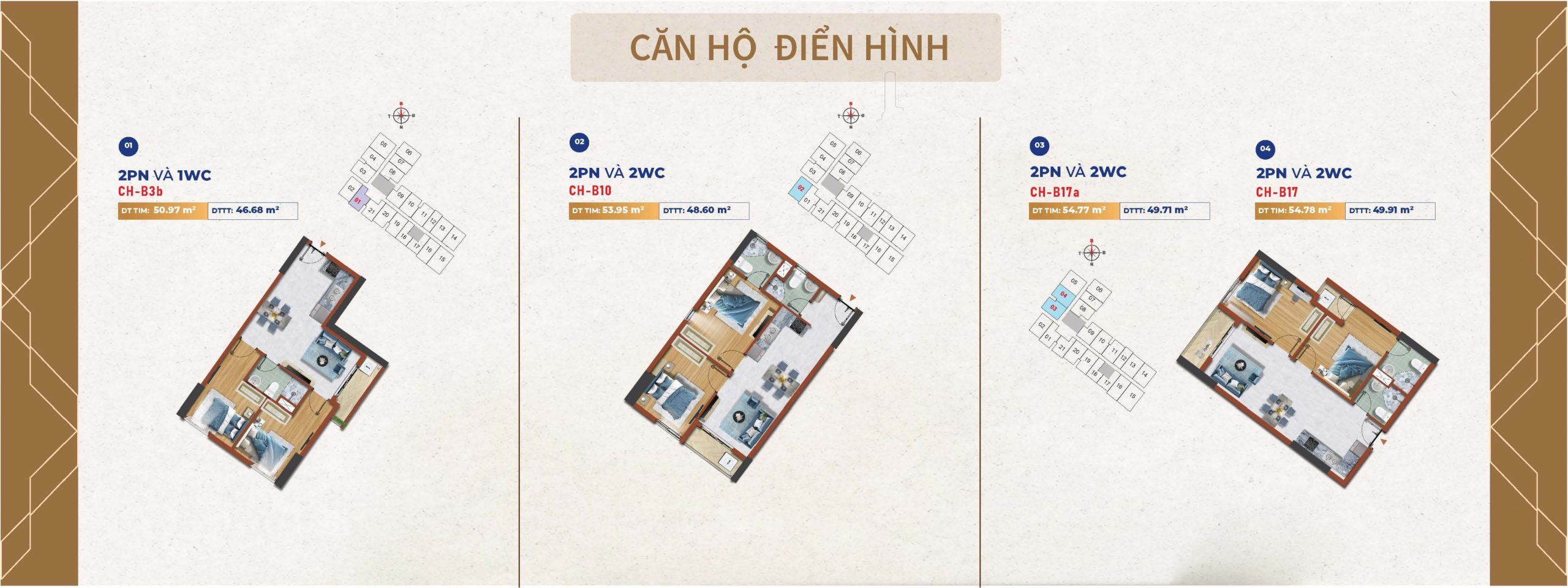 mặt bằng tầng điển hình tháp Eleva T3 – layout 3