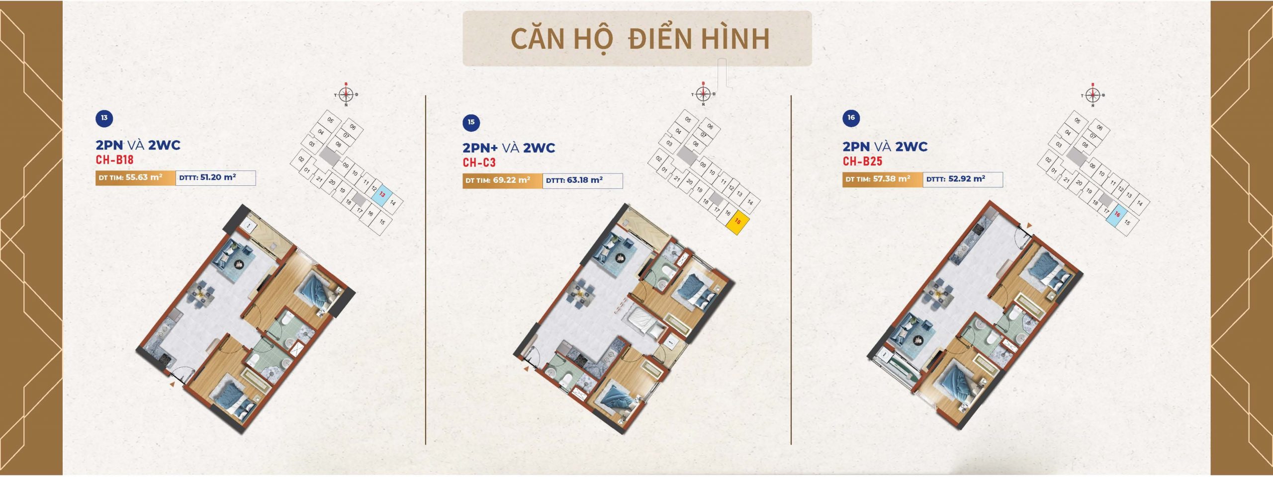 mặt bằng tầng điển hình tháp Eleva T3 – layout 6